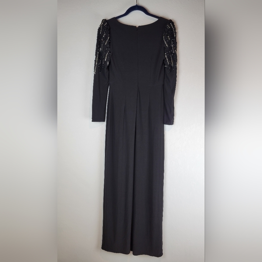 NWT Alex & Eve Embellished Puff-Shoulder Long Sleeve Black Dress Size 4 - Picture 4 of 11